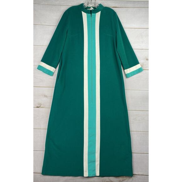 Vtg Vanity Fair Robe Womens 14 Fleece Long House Coat Gown Pajamas 1/2 Zip USA - Picture 1 of 10